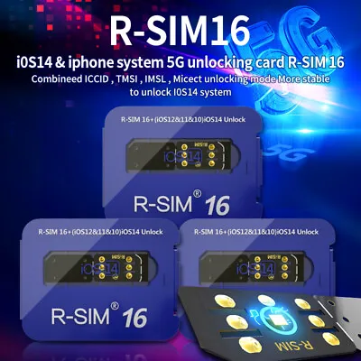 R-SIM 16 Nano Unlock RSIM Card Fit For IPhone 13 12 Mini 12 Pro XS MAX 8 IOS 15 • £11.98
