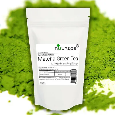 Nutrics® ORGANIC MATCHA GREEN TEA 650mg X 90 Vegan Capsules Powerful Antioxident • £9.99