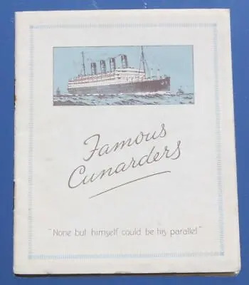 £75 • Buy Cunard Line Rms Aquitania Mauretania Etc Rare Famous Cunarders Mini Brochure 20s
