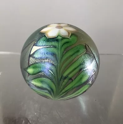 Signed Studio Art Glass Paperweight Orient And Flume 1978 Feathered With Flower • $50