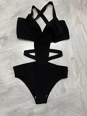 Boohoo Black Monokini Swimsuit   Size S 8 10 • $4.92
