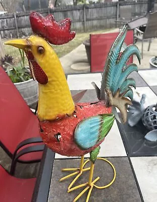 Metal Rooster Garden Decor Sculpture Yard Lawn Pond Patio Art Home Statue Porch • $119