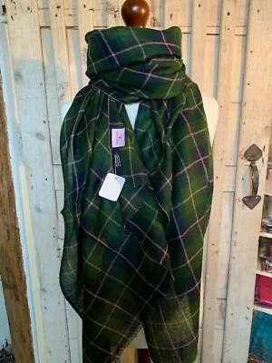 £28.95 • Buy Pure Fine Lightweight Cashmere/wool Green Check Pashmina By Pashmina Love