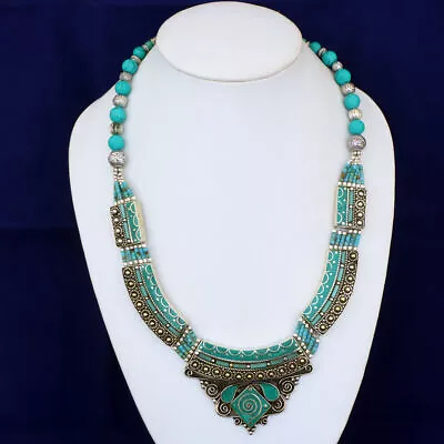 Necklaces For Women Traditional Jewelry  Inspired GreenTurquoise Tribal Necklace • $58.70