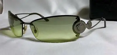 VERSACE Sunglasses Medusa Green Metallic Black X Green Lens Good Unisex W/Case • $594.84