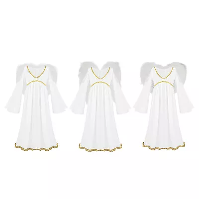 Girls Greek Costume Party Outfit 2 Pcs Dress Up Cutout Shoulder Fancy Dress Set • £11.03