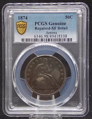 1874 Seated Liberty Silver Half Dollar ARROWS 50c PCGS XF Detail Extra Fine #820 • $125.95
