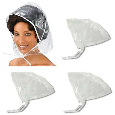 Waterproof Rain Bonnets- Foldable Travel Shower Hair Protection Tie Strings • £6.29
