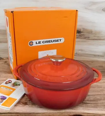Le Creuset Cast Iron 2.75 Quart Shallow Round Dutch Oven Cerise Red - New • $189.95