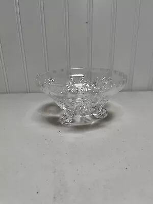 Vintage Clear Cut Crystal Round Candy Dish Bohemian Czech Pinwheel & Fan Pattern • $10