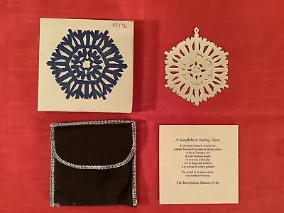 Metropolitan Museum Of Art Sterling Silver Snowflake Christmas Ornament 1972 MMA • $54.95