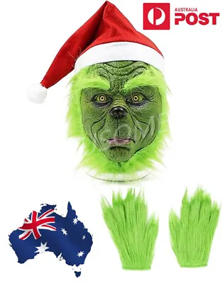 Christmas The Grinch Full Head Mask Hat Party Prop Costume Cosplay Xmas Party • $8.44