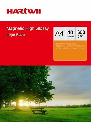 Hartwii 10 Sheets A4 650Gsm Magnet High Glossy Photo Paper Inkjet Printer Paper • £14.99