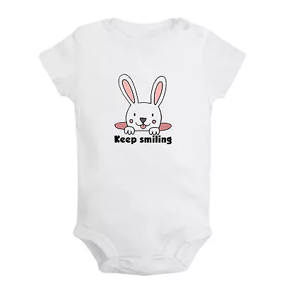 Keep Smiling Funny Bodysuit Baby Animal Rabbit Romper Infant Kid Jumpsuit Outfit • $17.59