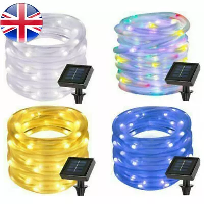 Solar Power LED Rope Tube String Fairy Lights Outdoor Garden Xmas Decor Lights • £9.80