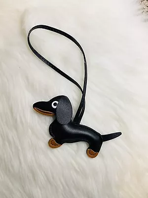 Leather Dachshund Dog Bag Charm Keychain Car Key Fob Handmade Gift New • $25