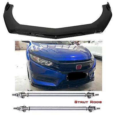 For Honda Civic Type R 2006-2022 Glossy Black Front Bumper Splitter Spoiler Body • $69.99