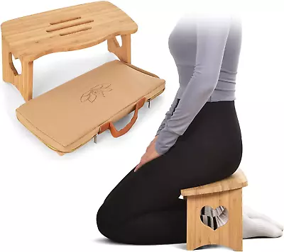 Meditation Bench Folding Kneeling Meditation Bench Kneeling Stool Bamboo Yoga Be • $61.99