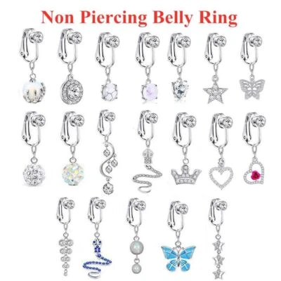 $7.59 • Buy Non Piercing Faux Belly Piercing Body Jewelry Fake Belly Ring Navel Rings