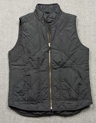 J Crew Mercantile Vest Quilted  Vest Black Pockets Full-Zip Woman's M • $16.14