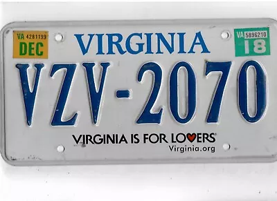 VIRGINIA Passenger 2018 License Plate  VZV-2070  ***NATURAL*** • $8.50
