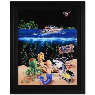 MICHAEL GODARD  San Bar I   HAND SIGNED EMBELLISHED On Canvas 28x35 Framed • $895
