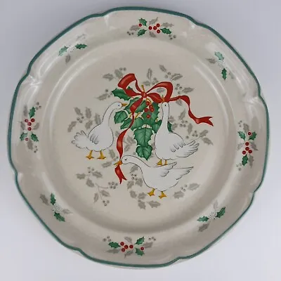 Vtg International China Marmalade Christmas Goose Holly Berry 11  Dinner Plate • $14.99