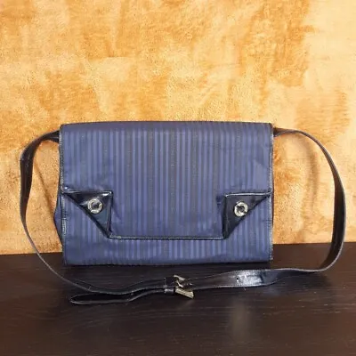 CHARLES JOURDAN Handbag Womens Blue Black Stripe VINTAGE Shoulder Bag Clutch • $19.38