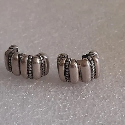 Pandora Sterling Silver Ridges Dots Clip Charms X2 • $46