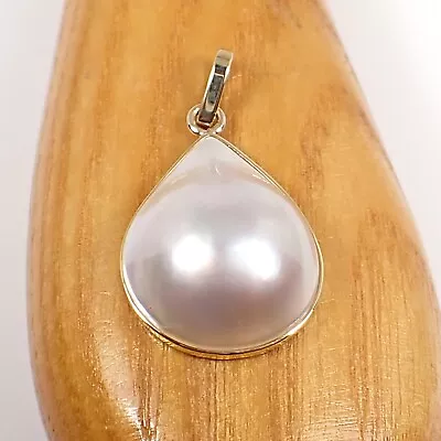 20x16 Mm Pear Teardrop Australian Mabe Pearl Pendant 375 9k 9ct Yellow Gold P91 • $187.52