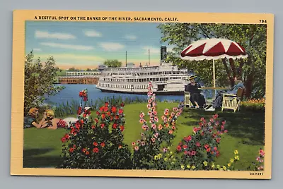 Postcard Steamboat Rest On The Banks Of The River Sacramento California *A2736 • $4.25