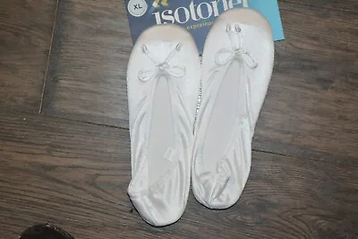 NEW NWT $30 ISOTONER White BALLERINA SLIPPERS WOMEN'S X-LARGE XL 9.5-10.5 • $15.30