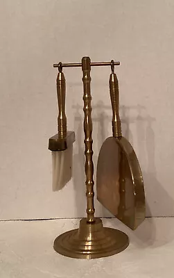 Vintage Mid Century Brass Mini Table Sweeper Crumb Broom Dustpan And Stand Set • $49