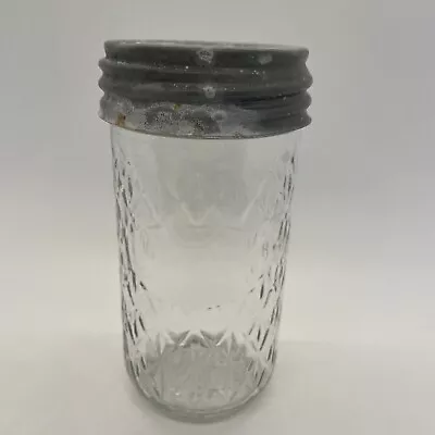 Vintage Ball Quilted Crystal Canning Jelly Jar 12 Oz. Glass Jar With Zinc Lid • $17.99