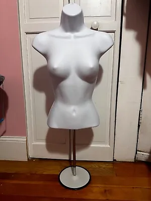 White Female Hollow Back Mannequin Torso Set W/ Metal Stand With Metal Pole S-M • $40