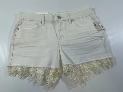 Jessica Simpson White Cotton Lace Trim Shorts 29 • £21.22