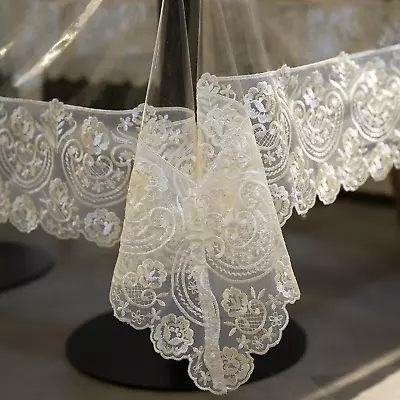 Vinyl Lace Tablecloth Clear Plastic Tablecloth With Lace Rectangle 59 X86  P • $40.86