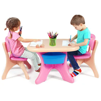 3 Piece Kids Table And Chair Set Toddler Activity Desk And Chairs With Drawer • £69.95