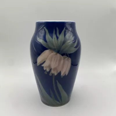Vintage Royal Copenhagen Denmark Blue With White Flower Vase 2664/2037 • $49.99
