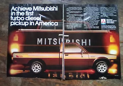 1983 Mitsubishi Turbo Diesel Pickup 2 Page Print Ad • $12