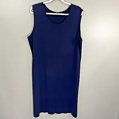 Misook Acrylic Knit Tank Dress 1X Midnight Navy Blue Midi Sleeveless Classic • $50