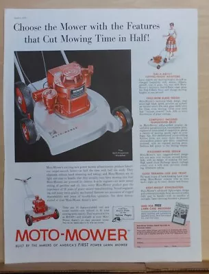 1957 Magazine Ad For Moto-Mower Lawn Mower - Cut Mowing Time In Half! • $3.46