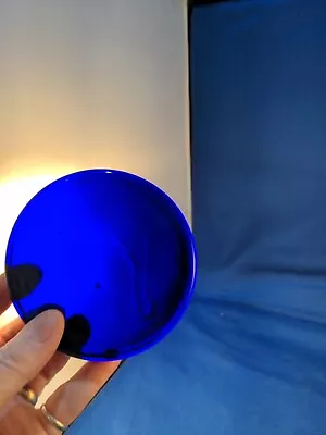 Mexican Glass Solid Cobalt Blue Disk Hand Blown 3.75  X .75  • $4.99