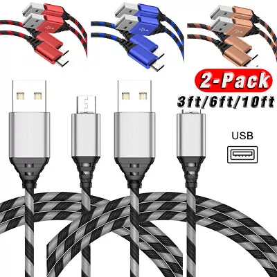 2-Pack Micro USB Charging Data Sync Cable Charger Cord For Android Cell Phone • $8.99