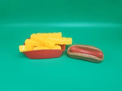 Mini Hot Dog Bun & French Fries Basket Red Vendor Pretend Play Fake Food Toy Lot • $7.99