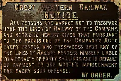 £3.99 • Buy GWR Railway Trespass Warning Vintage Style Metal Sign NB - Printed NOT Embossed
