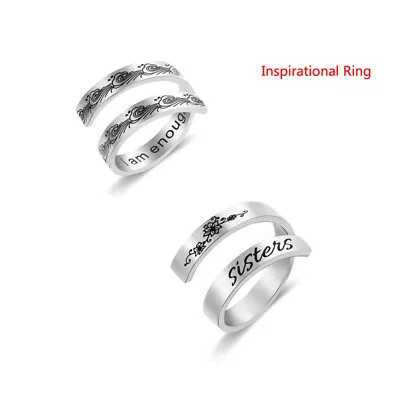 New Personality Rings Engraved Mantra Inspirational Jewelry Gifts For Women Men • $6.89