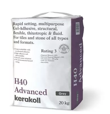 Multipurpose Flexible Tile Adhesive Kerakoll H40 Advanced Rapid Set S1 20kg • £38.37