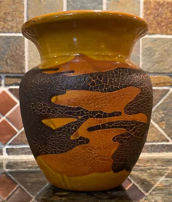 ROYAL HAEGER Earth Wrap Orange Peel Lava Glaze Crackle MCM 5 1/2  Modern Vase • $39.99