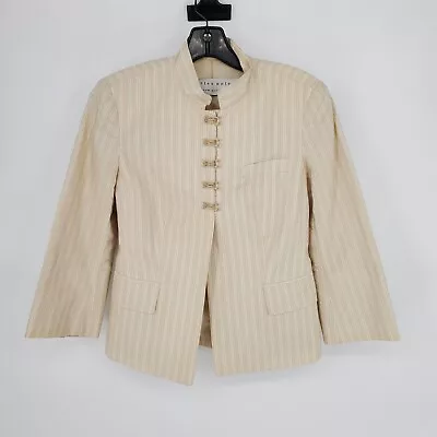 Charles Nolan New York Jacket Womens Size 4 Beige Stripe Flared Sleeve • $25.60